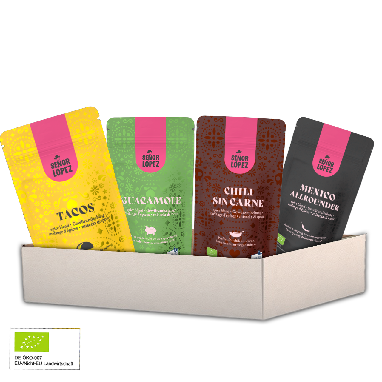Viva México – Bio-Gewürzbox für Tacos, Guacamole & mehr (4er Set)